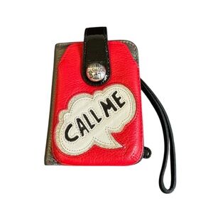 Brighton CALL ME Wallet Bifold Small‎ Wristlet Y2K Vintage Red Black Phone Case